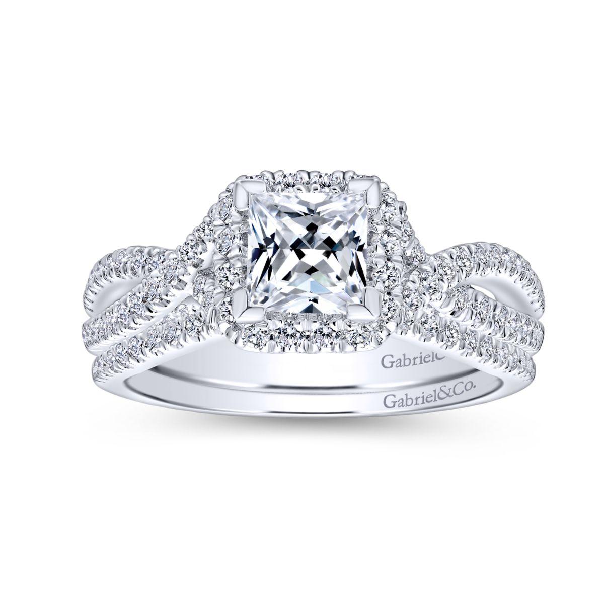 Gabriel & Co. 14k White Gold Entwined Halo Engagement Ring