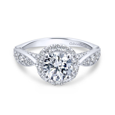 Gabriel & Co. 14k White Gold Entwined Halo Engagement Ring