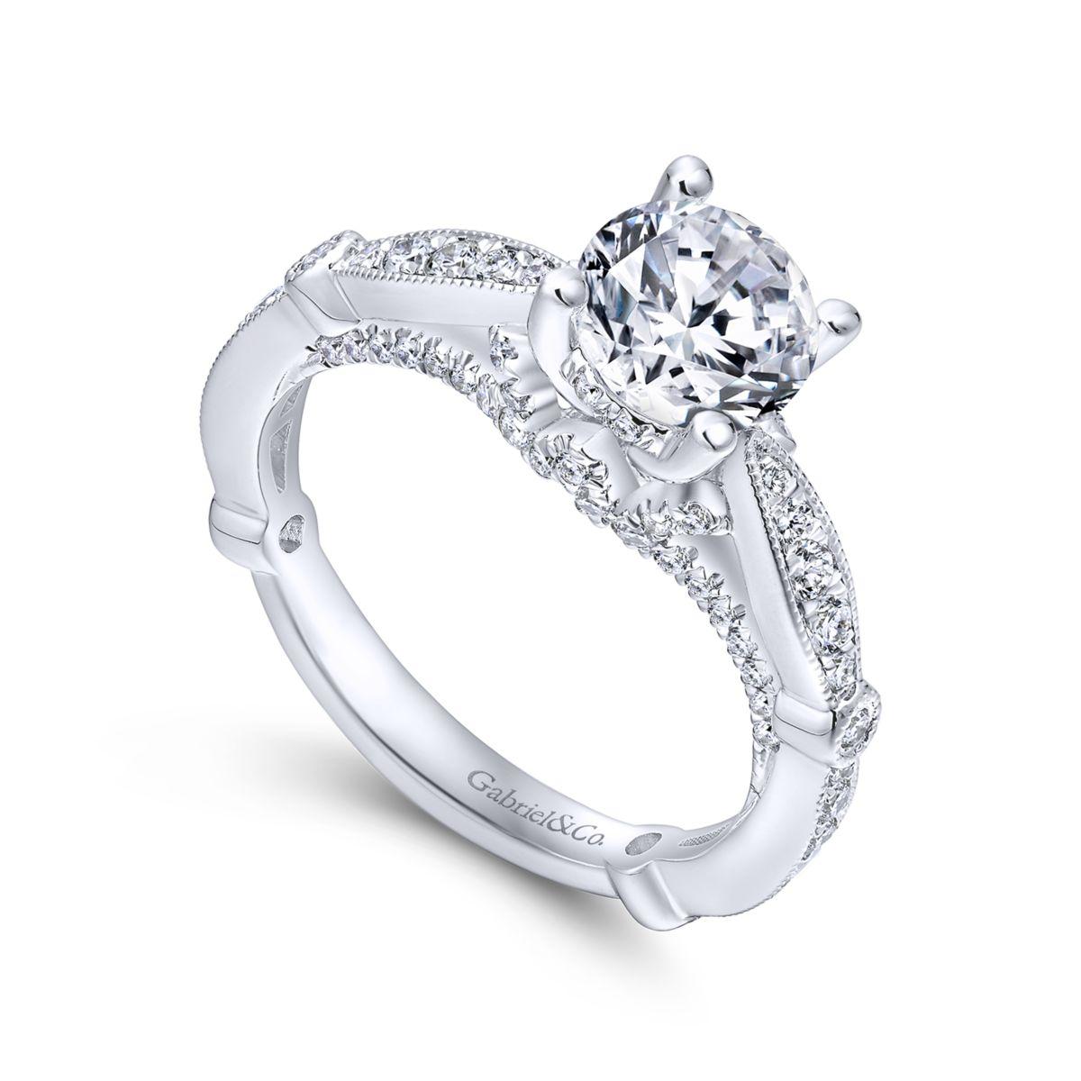 Gabriel & Co. 14k White Gold Entwined Straight Engagement Ring