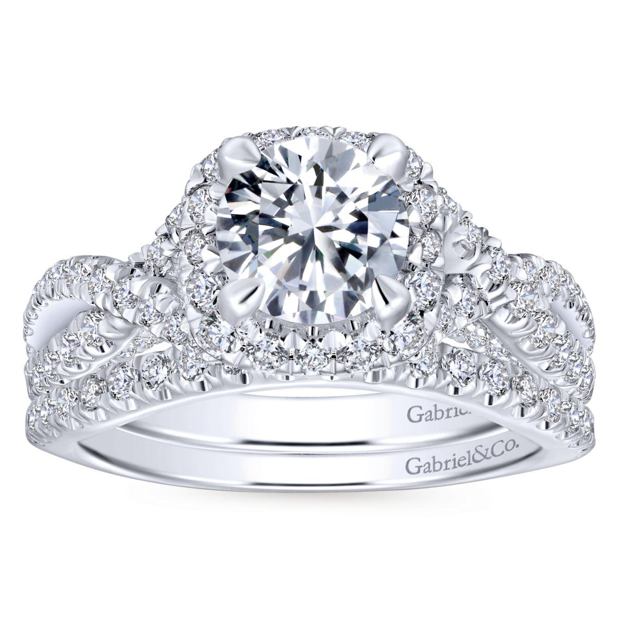 Gabriel & Co. 14k White Gold Entwined Halo Engagement Ring