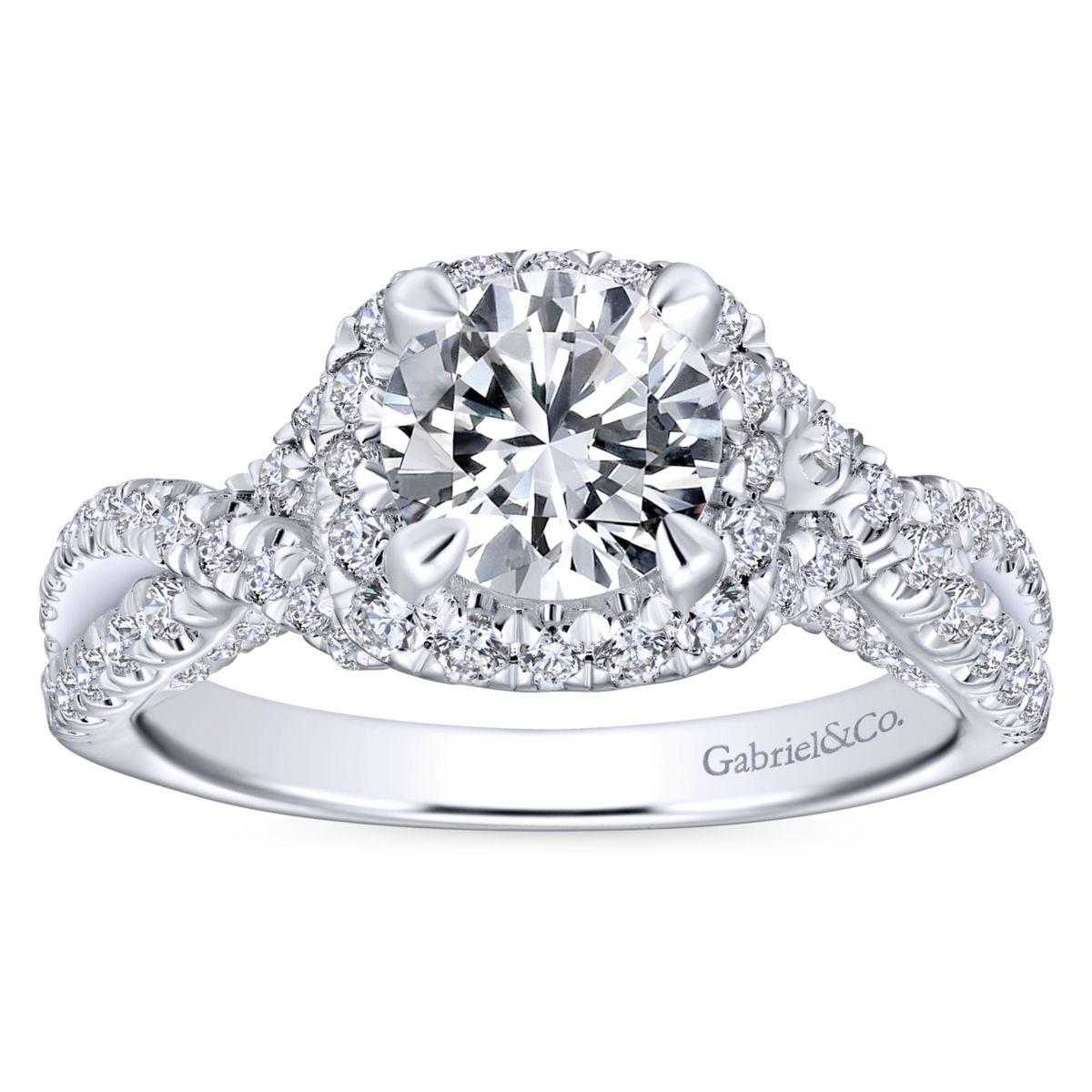 Gabriel & Co. 14k White Gold Entwined Halo Engagement Ring