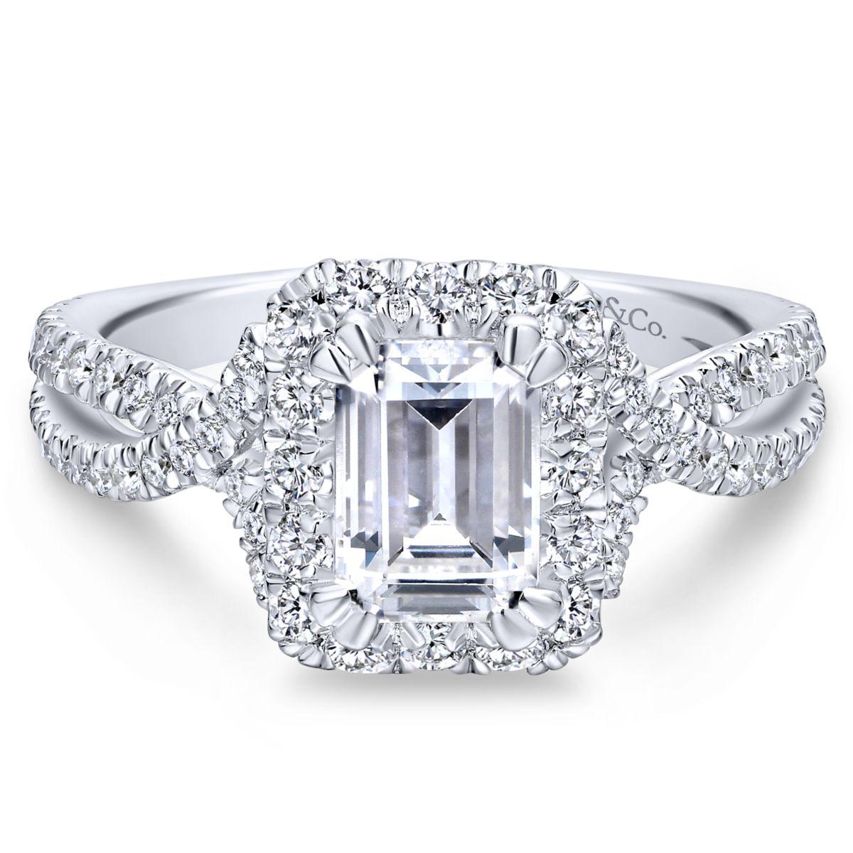 Gabriel & Co. 14k White Gold Contemporary Halo Engagement Ring