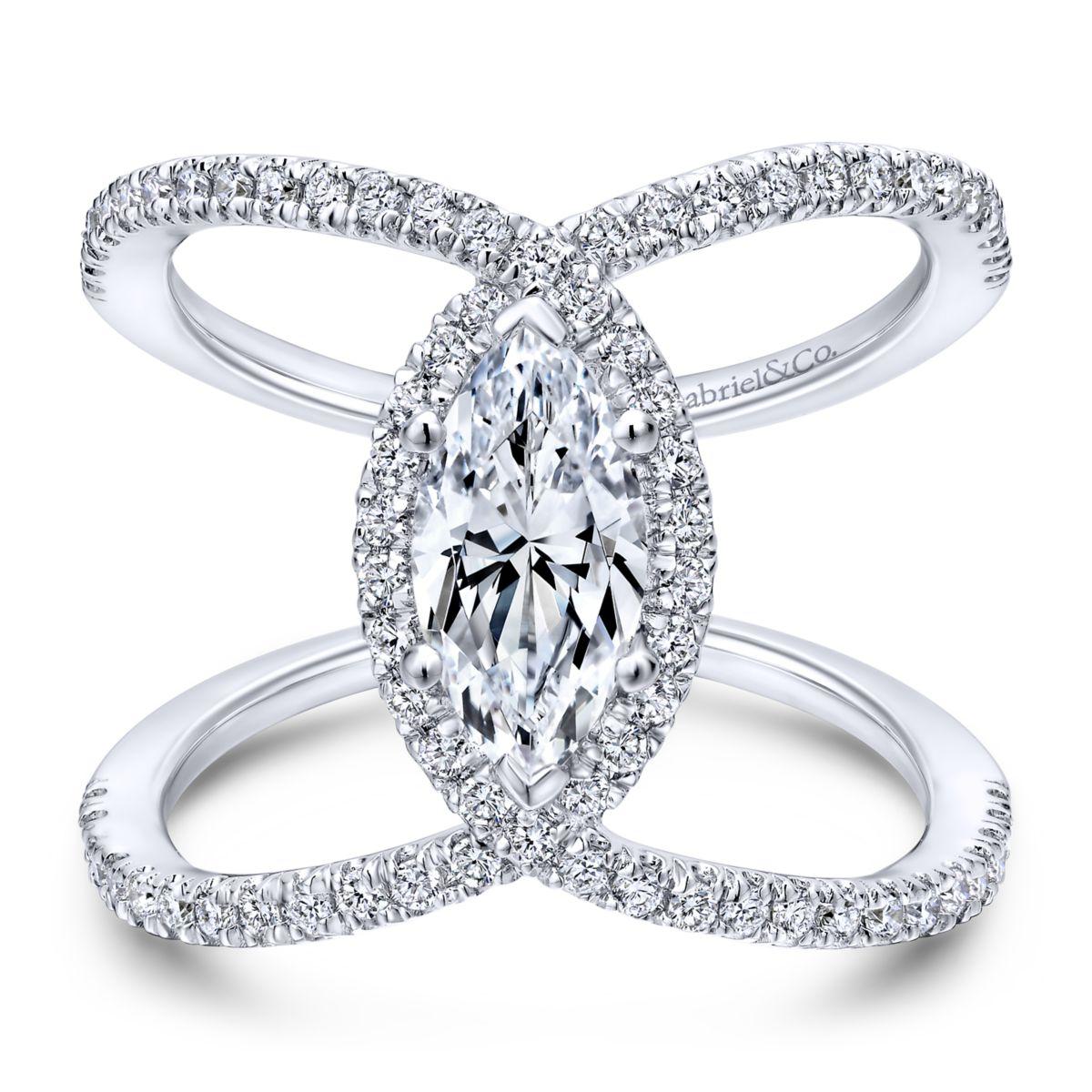 Gabriel & Co. 14k White Gold Nova Halo Engagement Ring