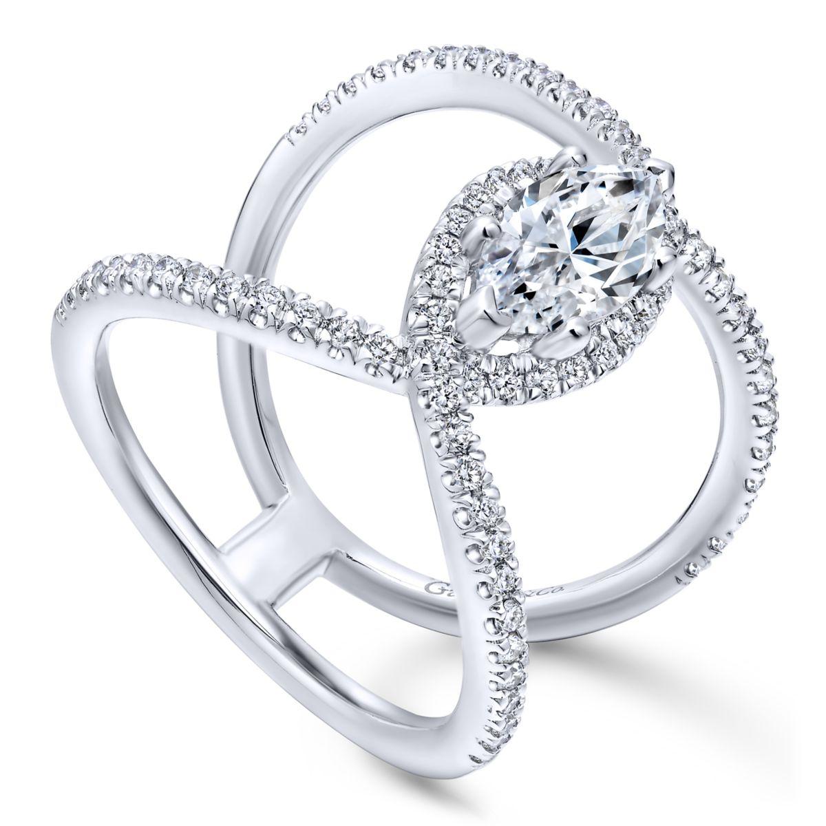 Gabriel & Co. 14k White Gold Nova Halo Engagement Ring