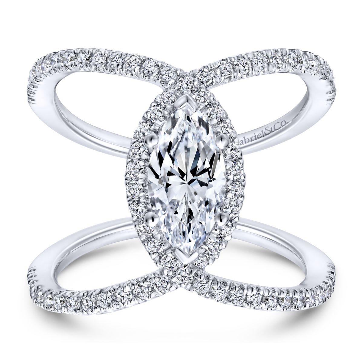 Gabriel & Co. 14k White Gold Nova Halo Engagement Ring