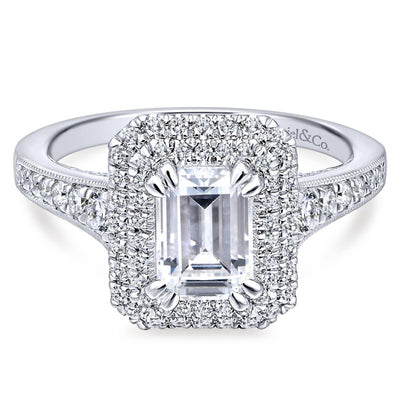 Gabriel & Co. 14k White Gold Entwined Double Halo Engagement Ring