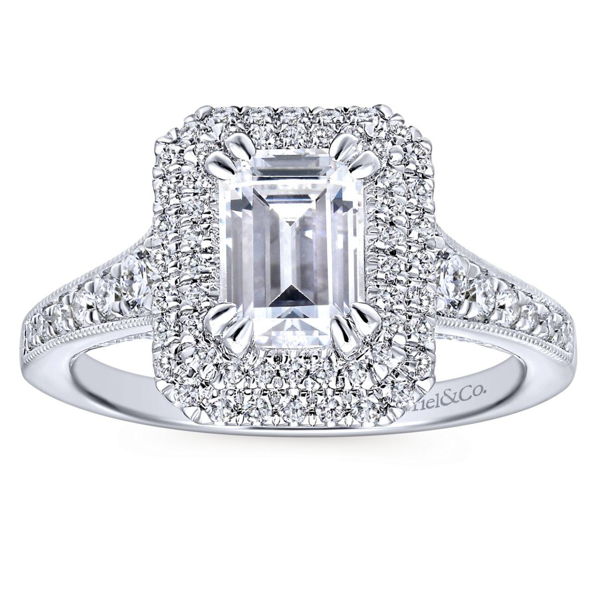 Gabriel & Co. 14k White Gold Entwined Double Halo Engagement Ring