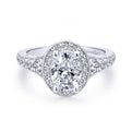 Gabriel & Co. 14k White Gold Victorian Halo Engagement Ring