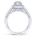 Gabriel & Co. 14k White Gold Victorian Halo Engagement Ring