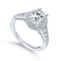 Gabriel & Co. 14k White Gold Victorian Halo Engagement Ring