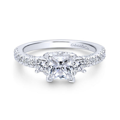 Gabriel & Co. 14k White Gold Entwined Three Stones Engagement Ring