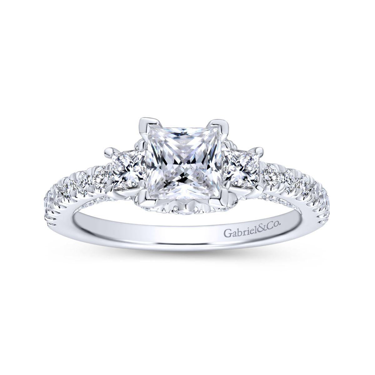 Gabriel & Co. 14k White Gold Entwined Three Stones Engagement Ring