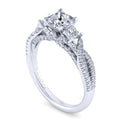 Gabriel & Co. 14k White Gold Contemporary Three Stones Engagement Ring