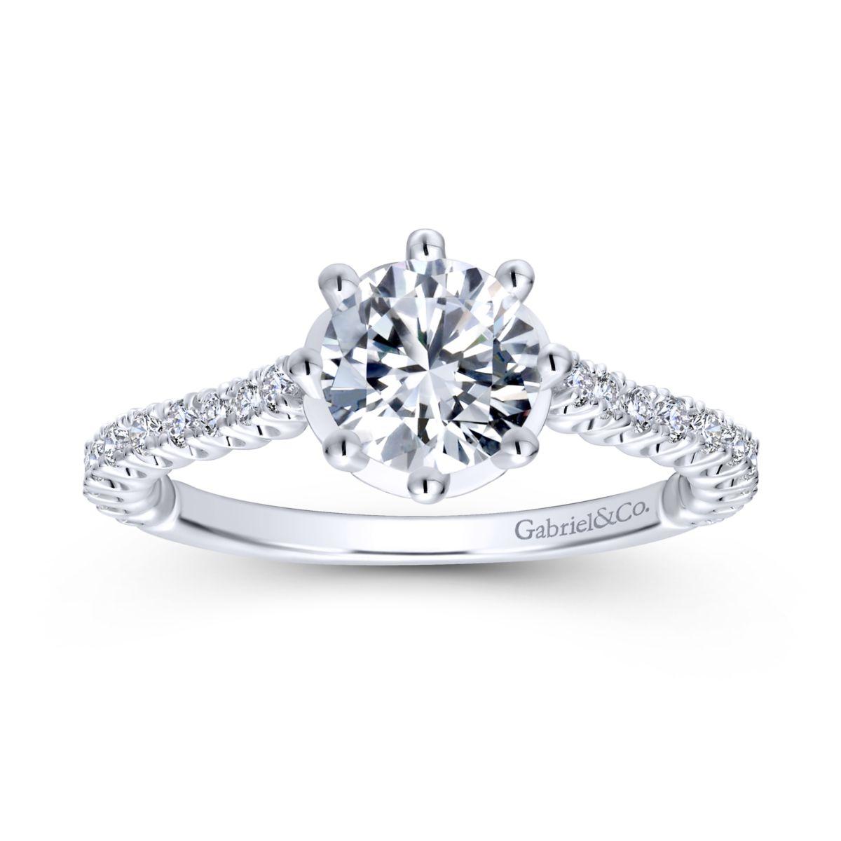 Gabriel & Co. 14k White Gold Crown Straight Engagement Ring