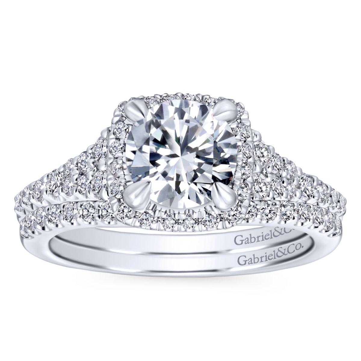 Gabriel & Co. 14k White Gold Entwined Halo Engagement Ring