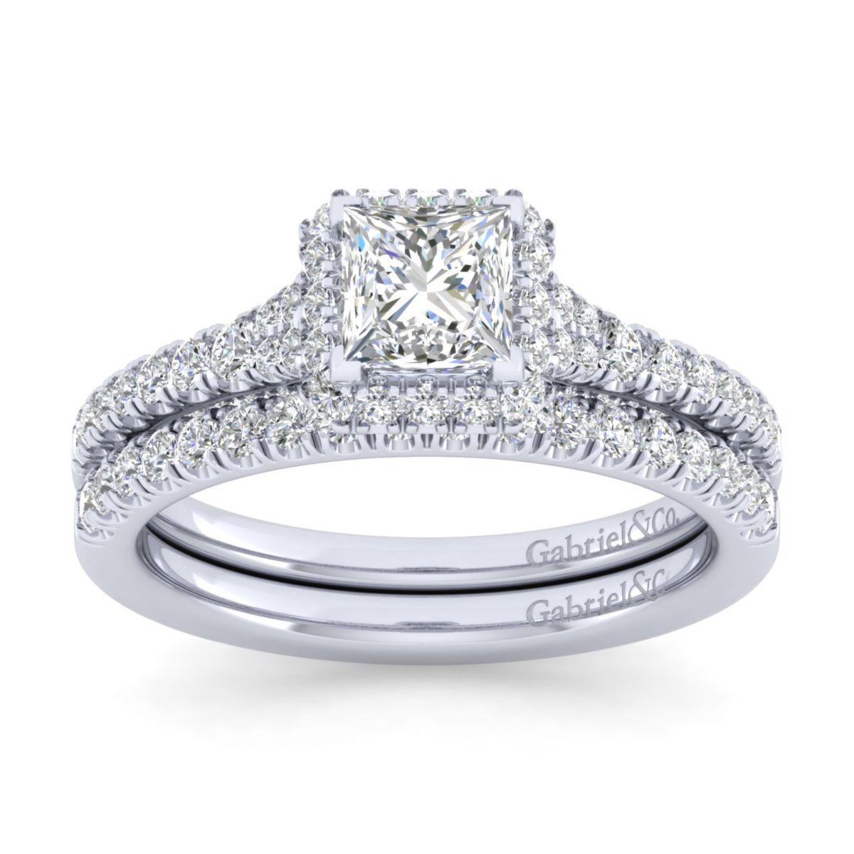 Gabriel & Co. 14k White Gold Entwined Halo Engagement Ring