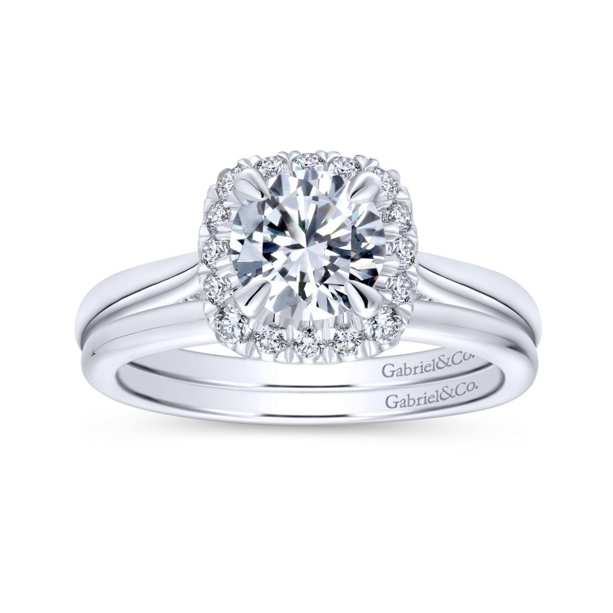 Gabriel & Co. 14k White Gold Entwined Halo Engagement Ring