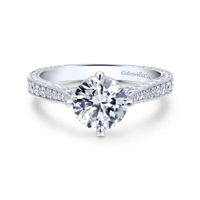 Gabriel & Co. 14k White Gold Crown Straight Engagement Ring