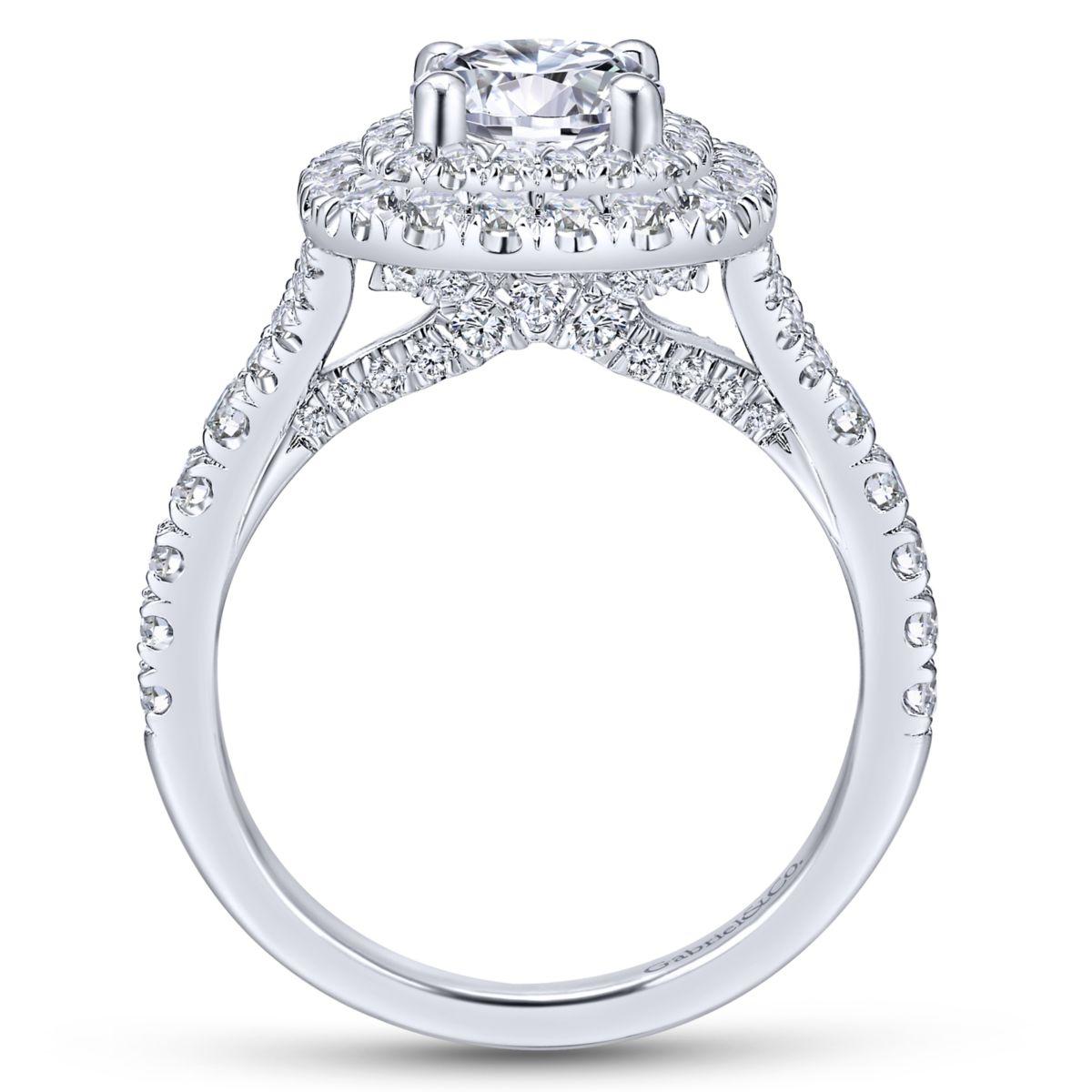 Gabriel & Co. 14k White Gold Entwined Double Halo Engagement Ring