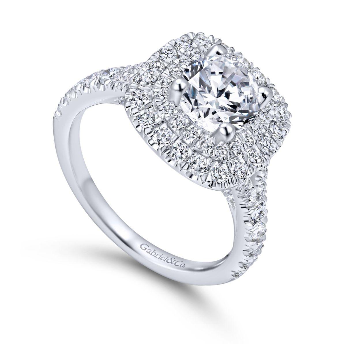 Gabriel & Co. 14k White Gold Entwined Double Halo Engagement Ring