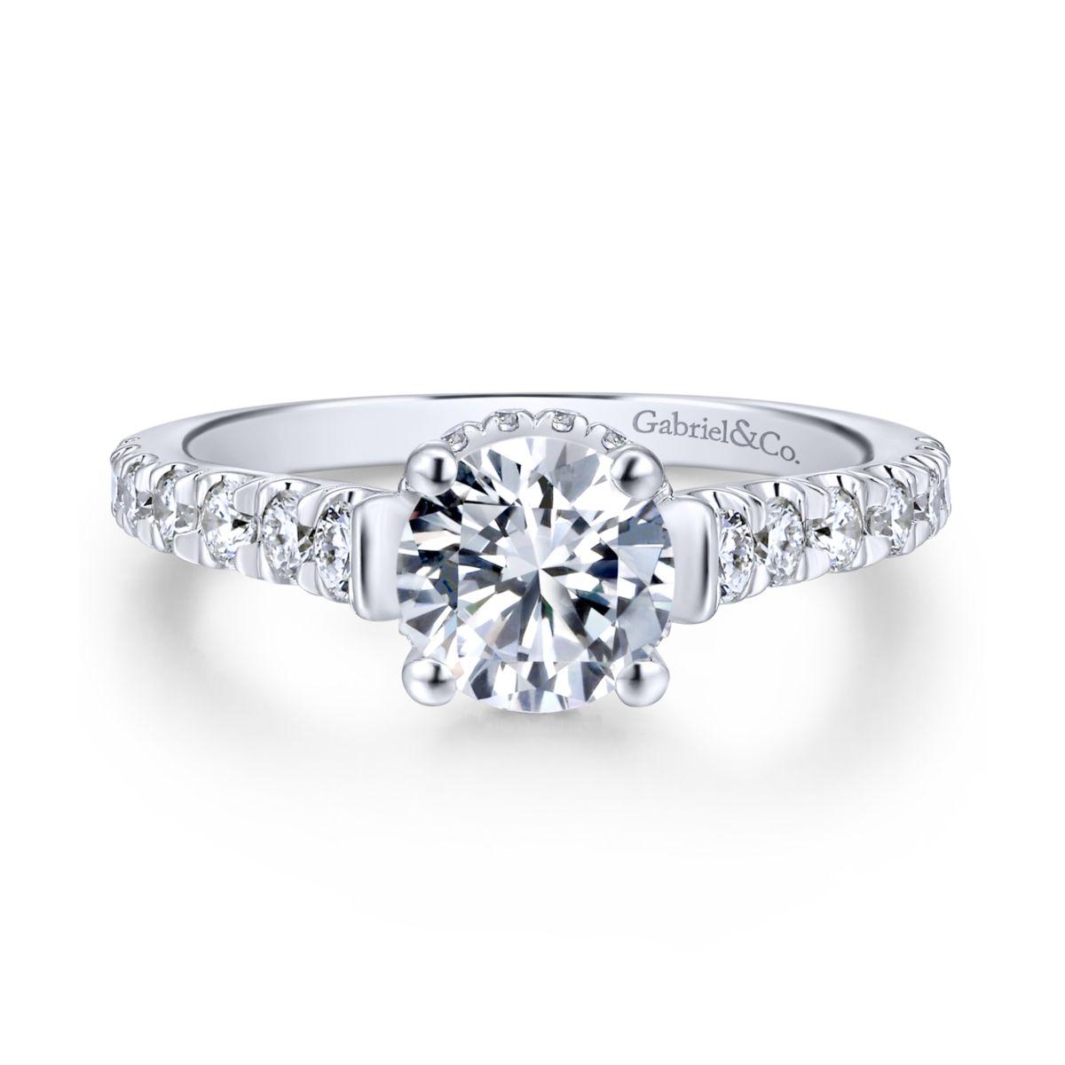 Gabriel & Co. 14k White Gold Crown Straight Engagement Ring