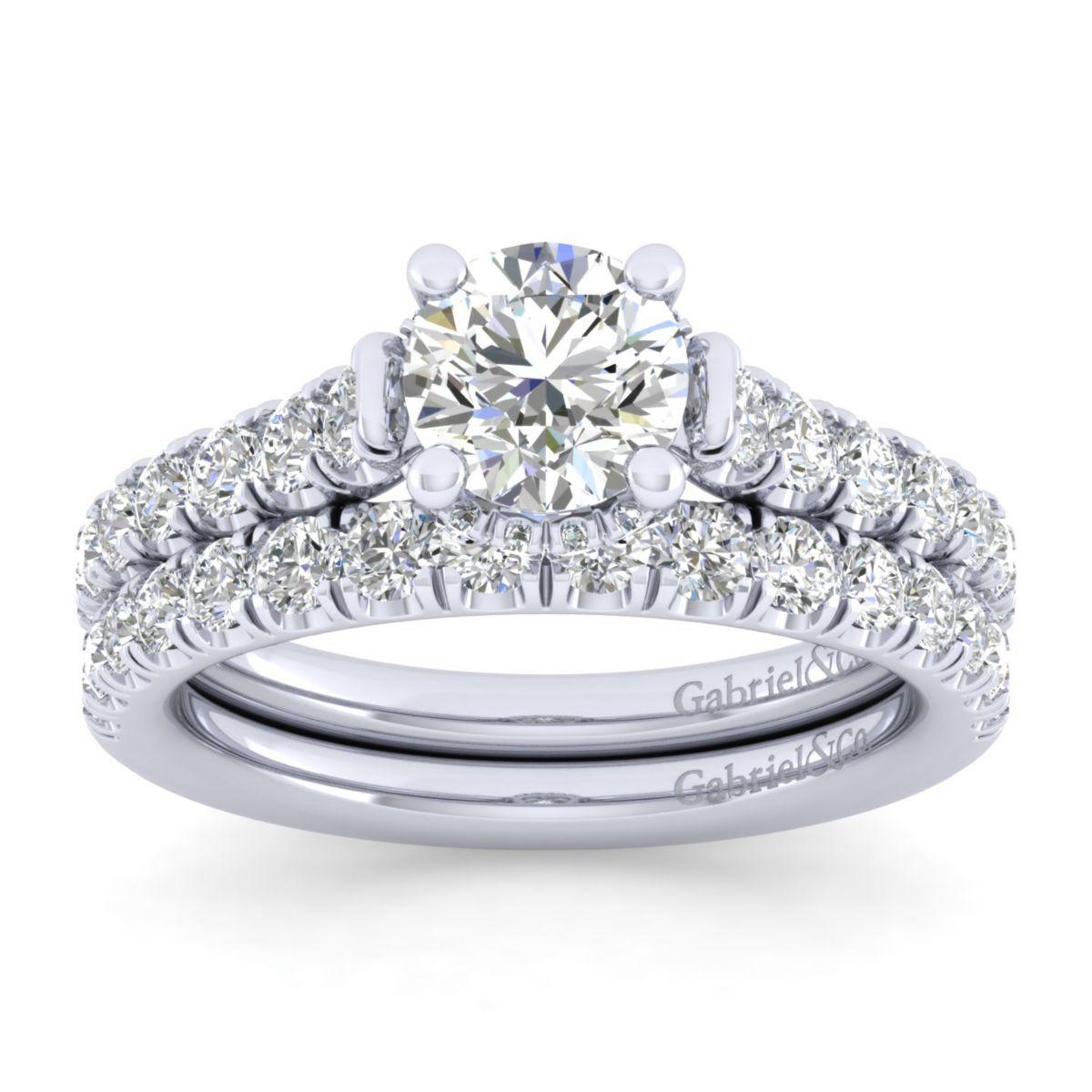 Gabriel & Co. 14k White Gold Crown Straight Engagement Ring