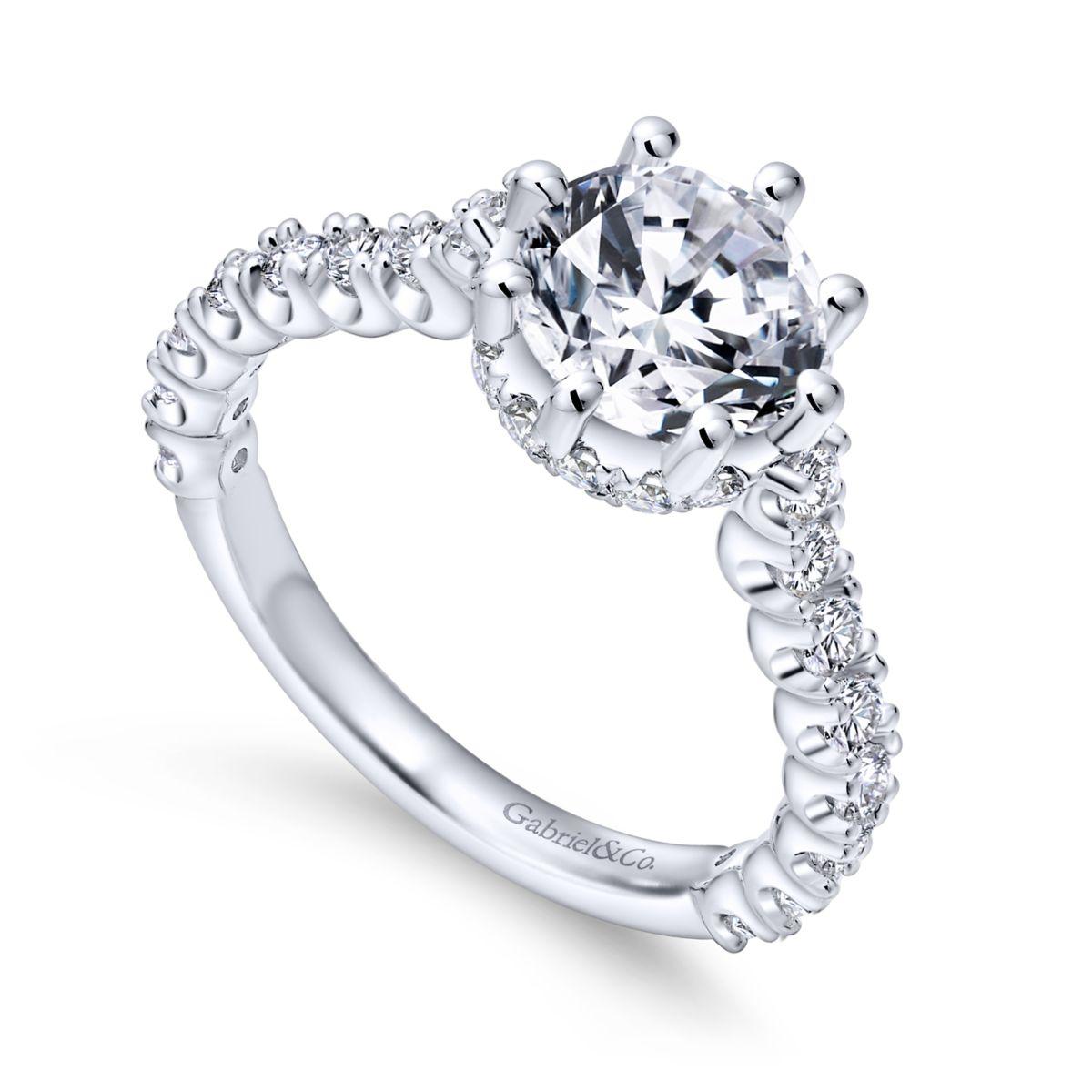 Gabriel & Co. 14k White Gold Crown Straight Engagement Ring