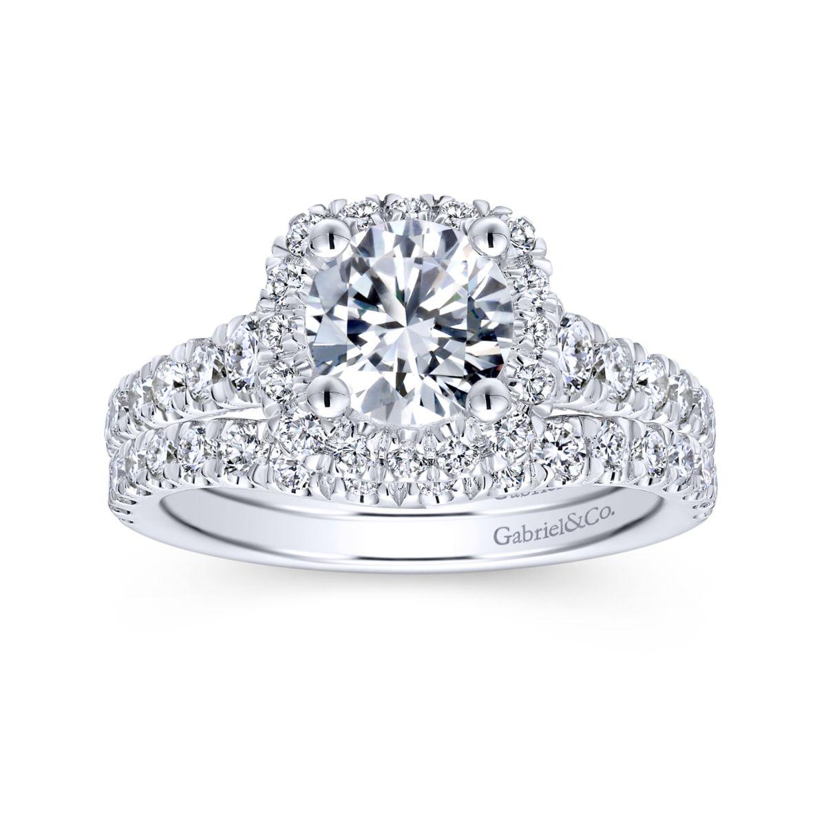 Gabriel & Co. 14k White Gold Entwined Halo Engagement Ring