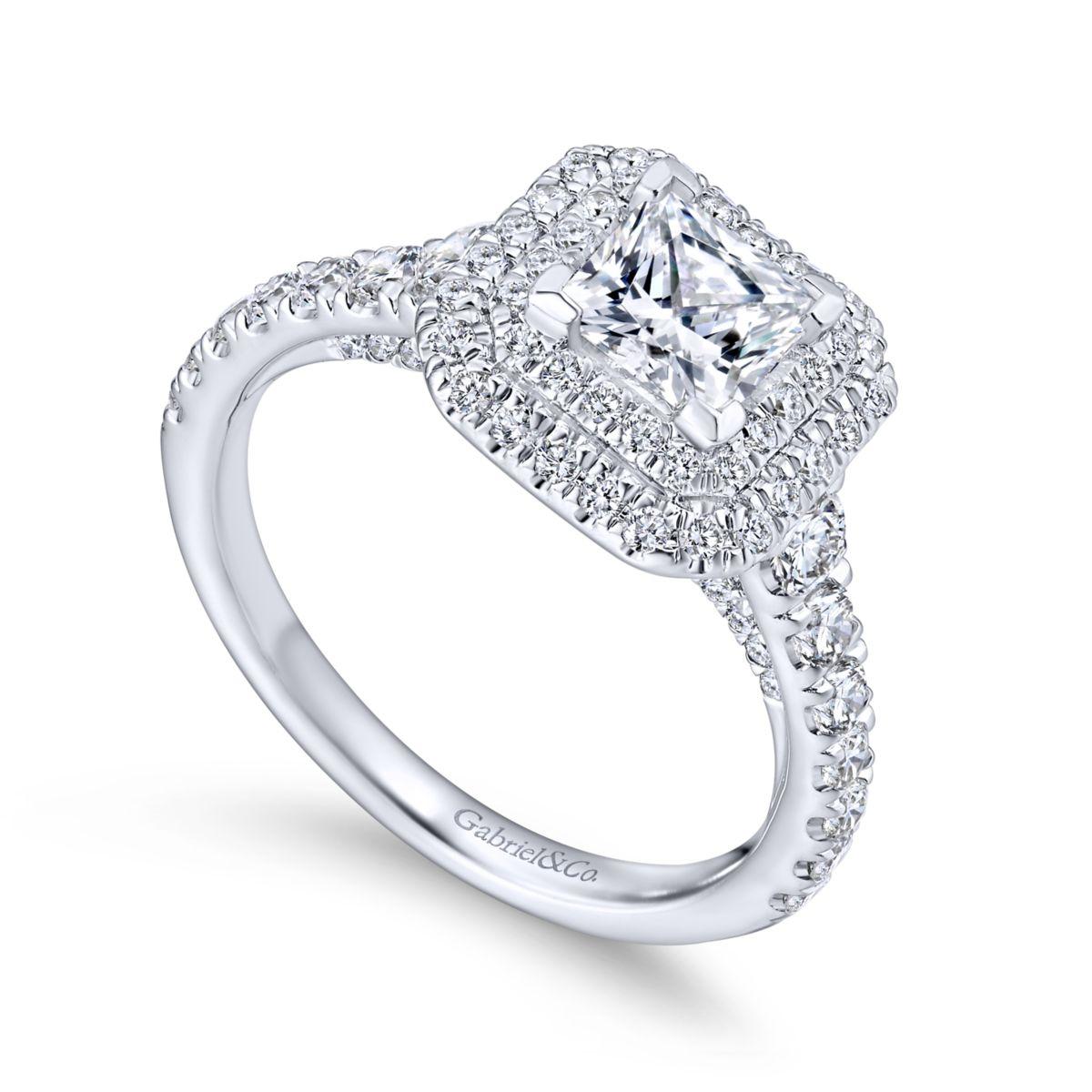 Gabriel & Co. 14k White Gold Entwined Double Halo Engagement Ring