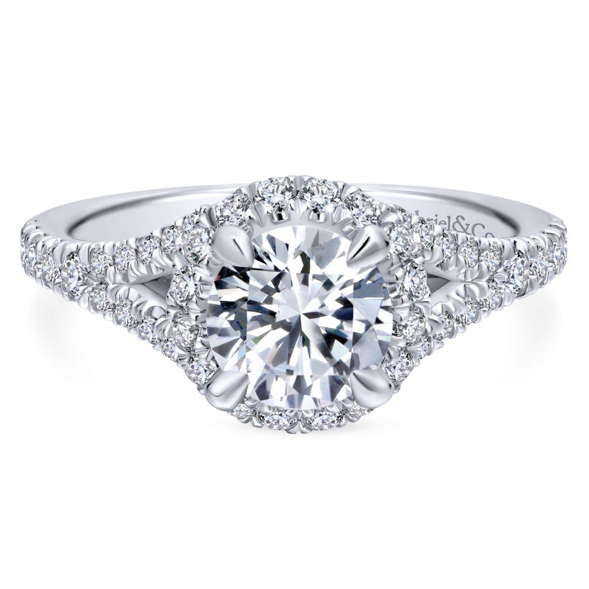 Gabriel & Co. 14k White Gold Entwined Halo Engagement Ring