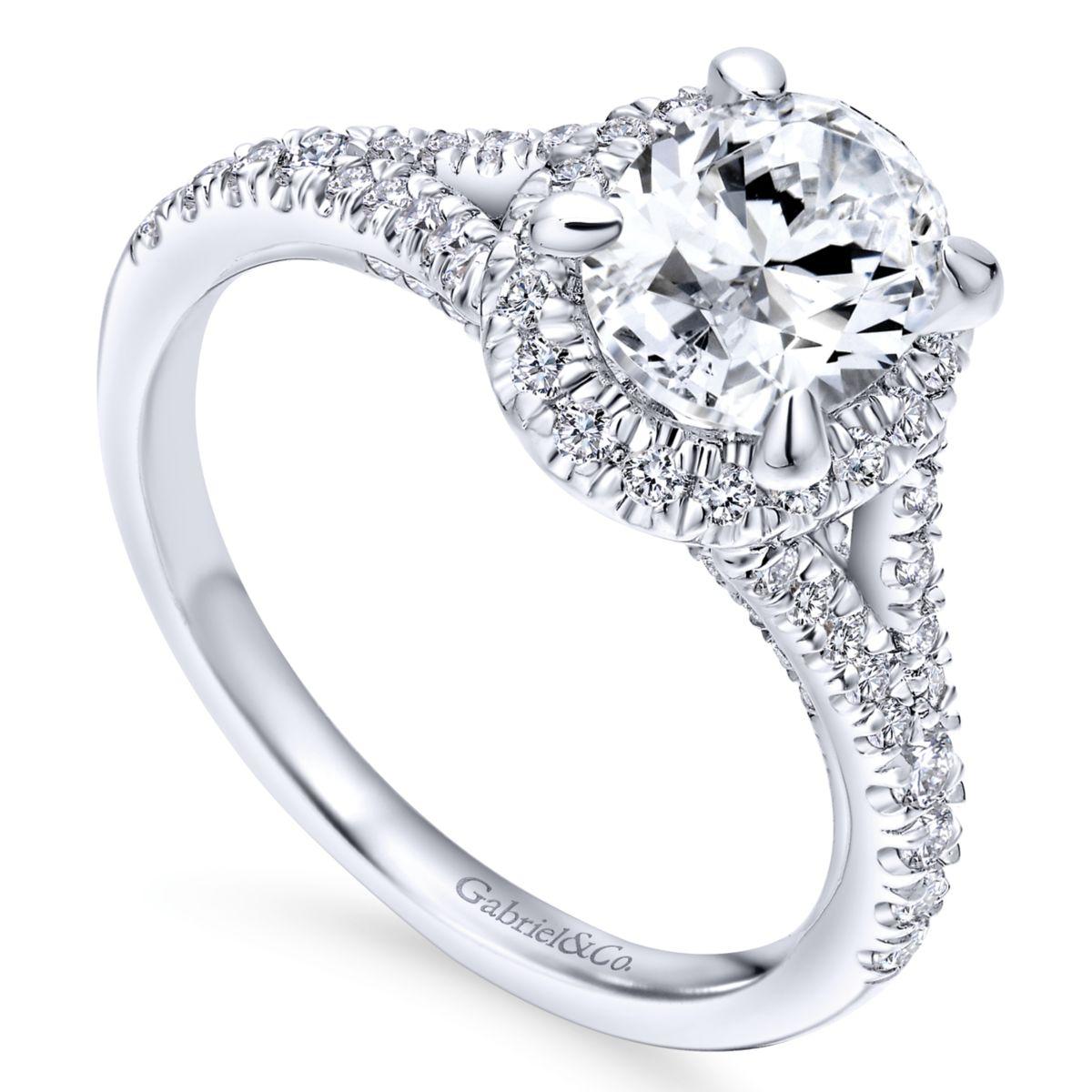 Gabriel & Co. 14k White Gold Entwined Halo Engagement Ring