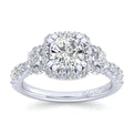 Gabriel & Co. 14k White Gold Entwined Three Stones Halo Engagement Ring