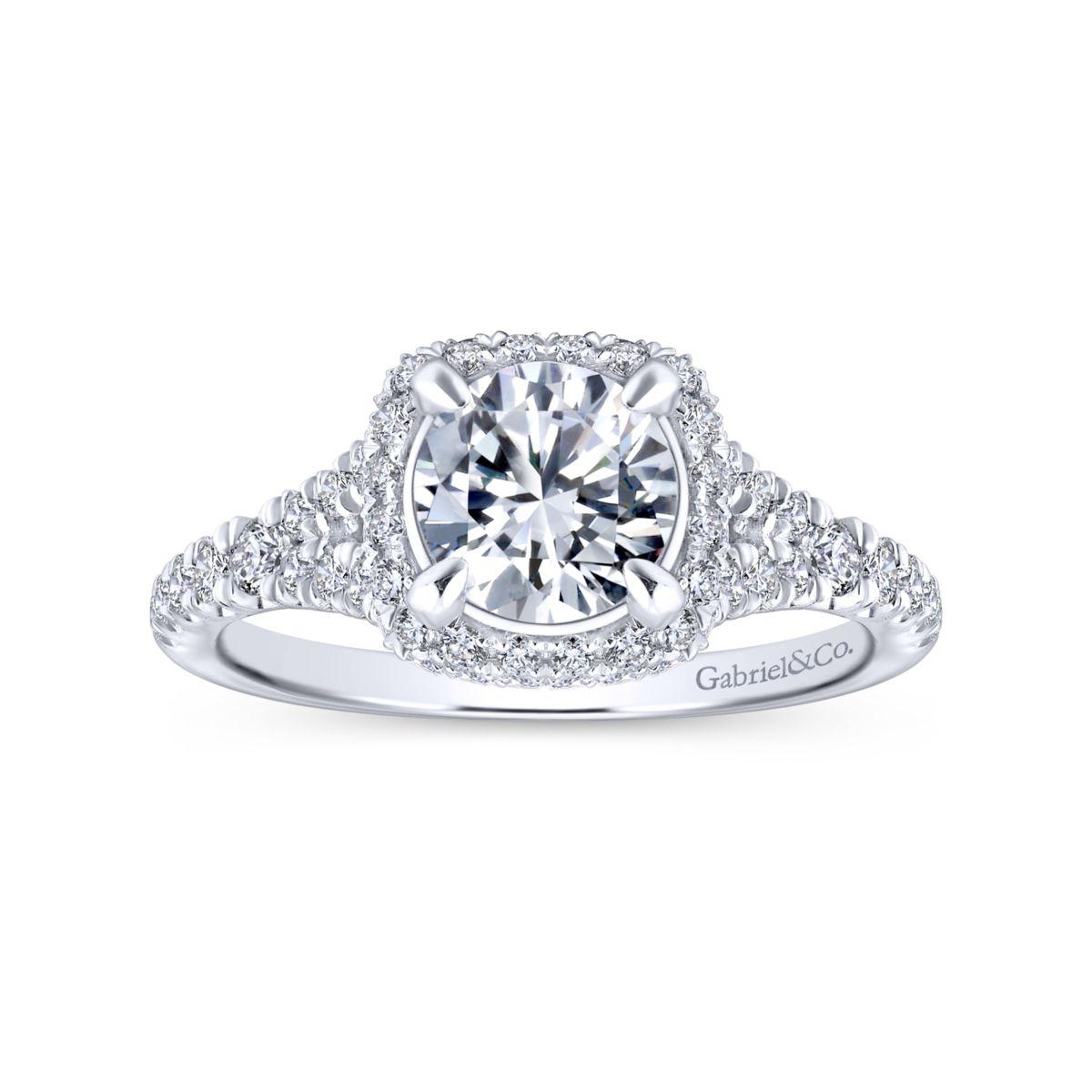 Gabriel & Co. 14k White Gold Entwined Double Halo Engagement Ring