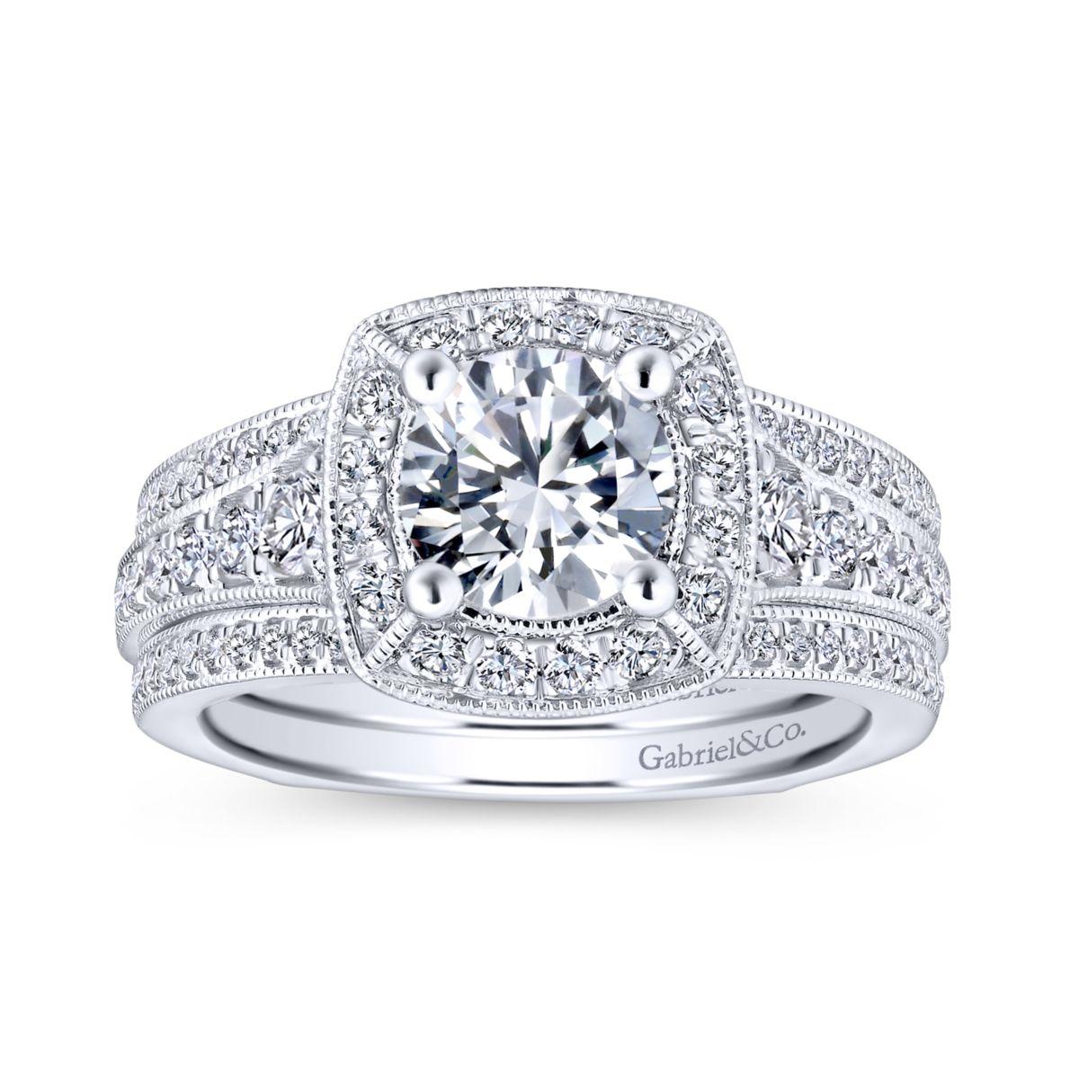 Gabriel & Co. 14k White Gold Entwined Halo Engagement Ring