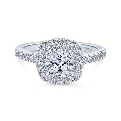 Gabriel & Co. 14k White Gold Entwined Double Halo Engagement Ring