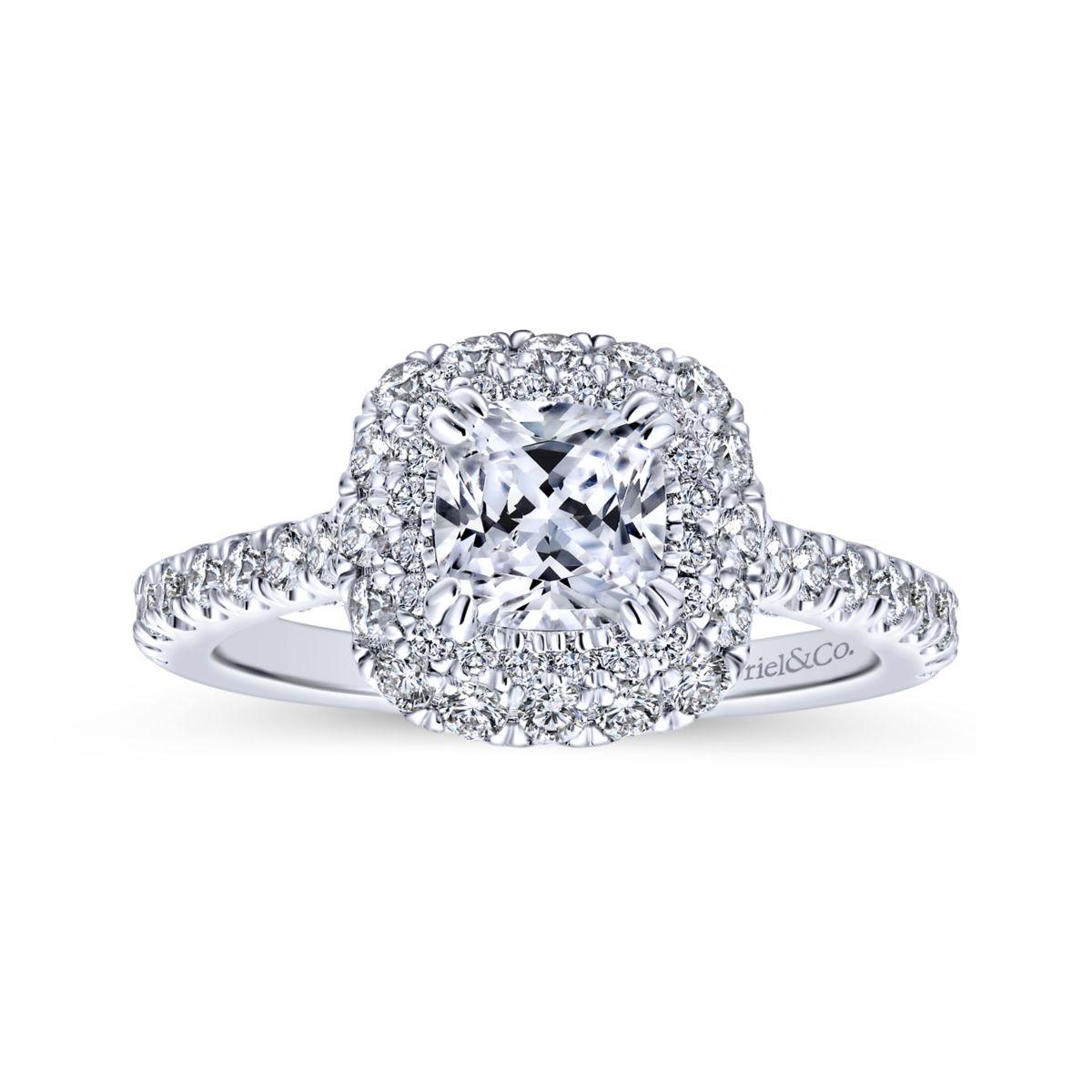 Gabriel & Co. 14k White Gold Entwined Double Halo Engagement Ring