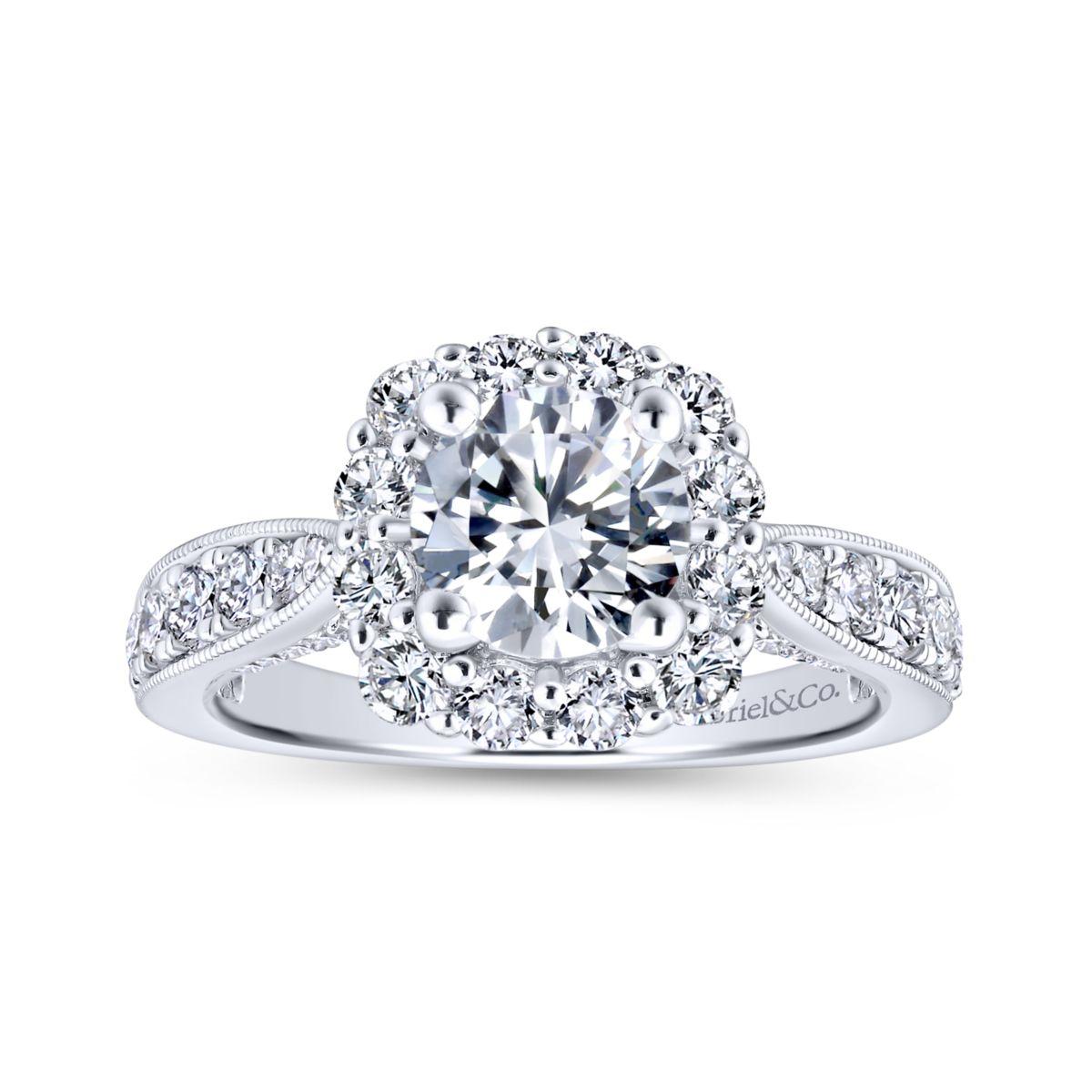 Gabriel & Co. 14k White Gold Entwined Halo Engagement Ring