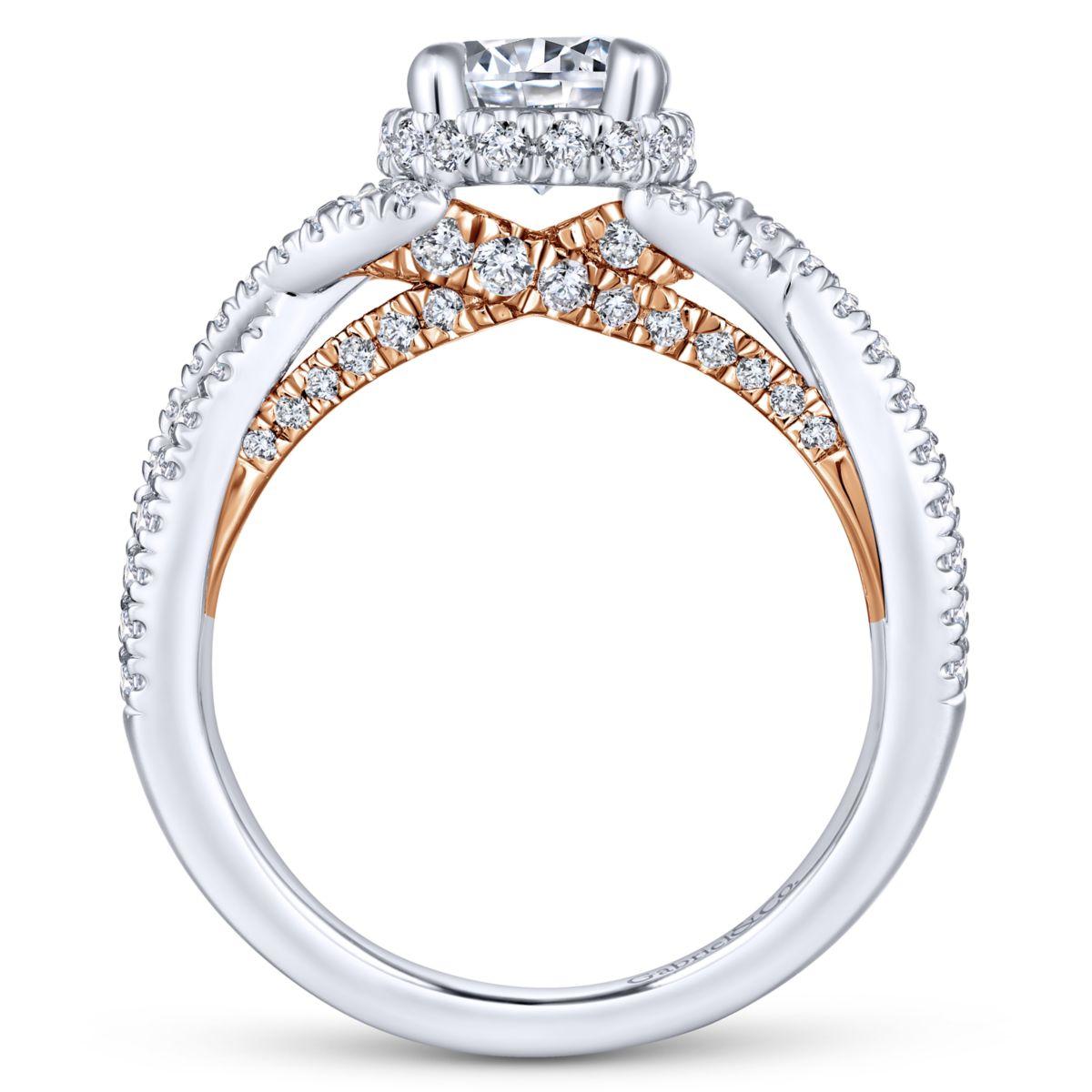 Gabriel & Co. 14k Two Tone Gold Crown Twisted Engagement Ring