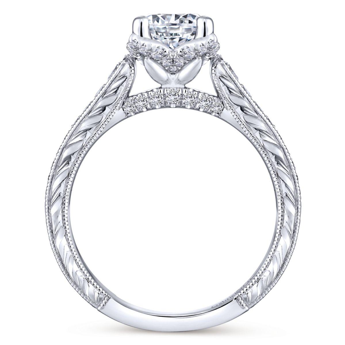 Gabriel & Co. 14k White Gold Victorian Straight Engagement Ring