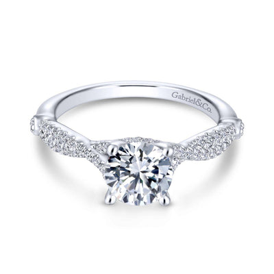 Gabriel & Co. 14k White Gold Contemporary Twisted Engagement Ring