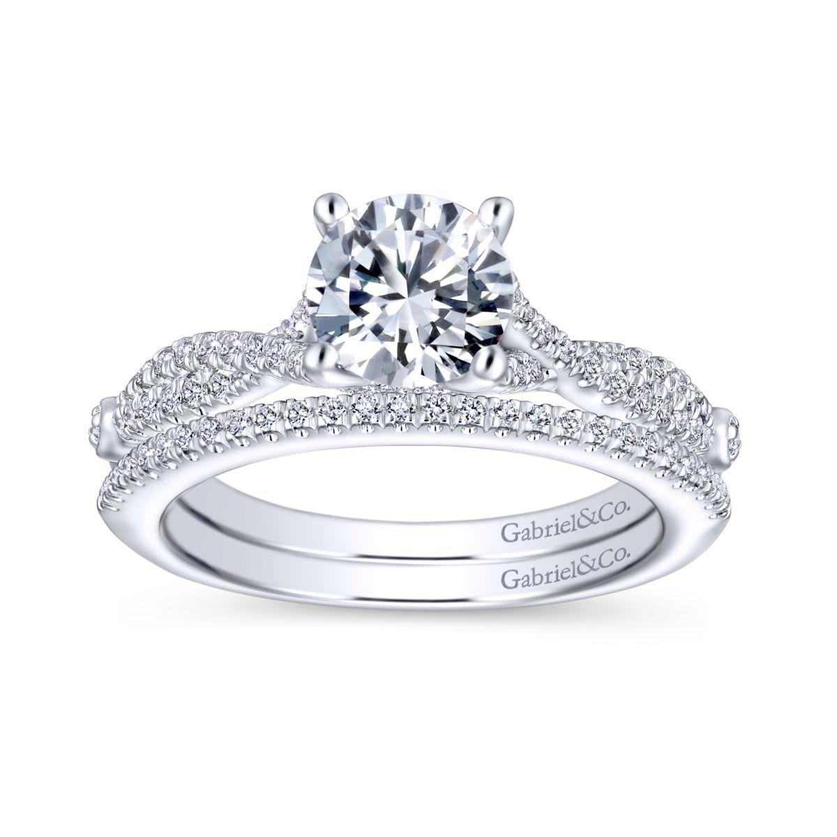 Gabriel & Co. 14k White Gold Contemporary Twisted Engagement Ring