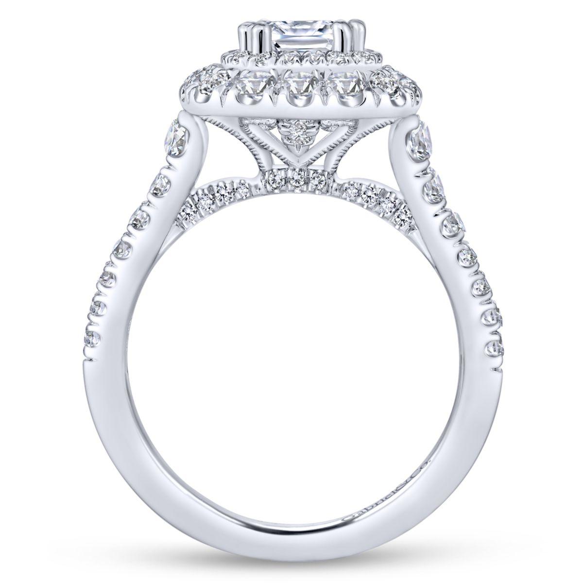 Gabriel & Co. 14k White Gold Rosette Halo Engagement Ring