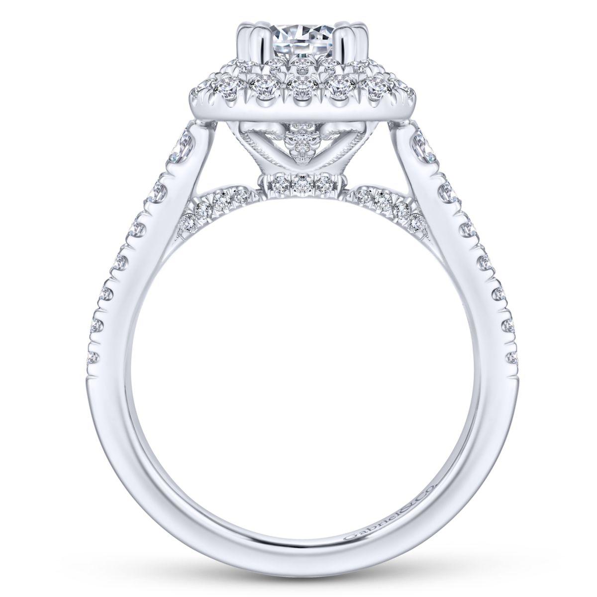 Gabriel & Co. 14k White Gold Rosette Double Halo Engagement Ring