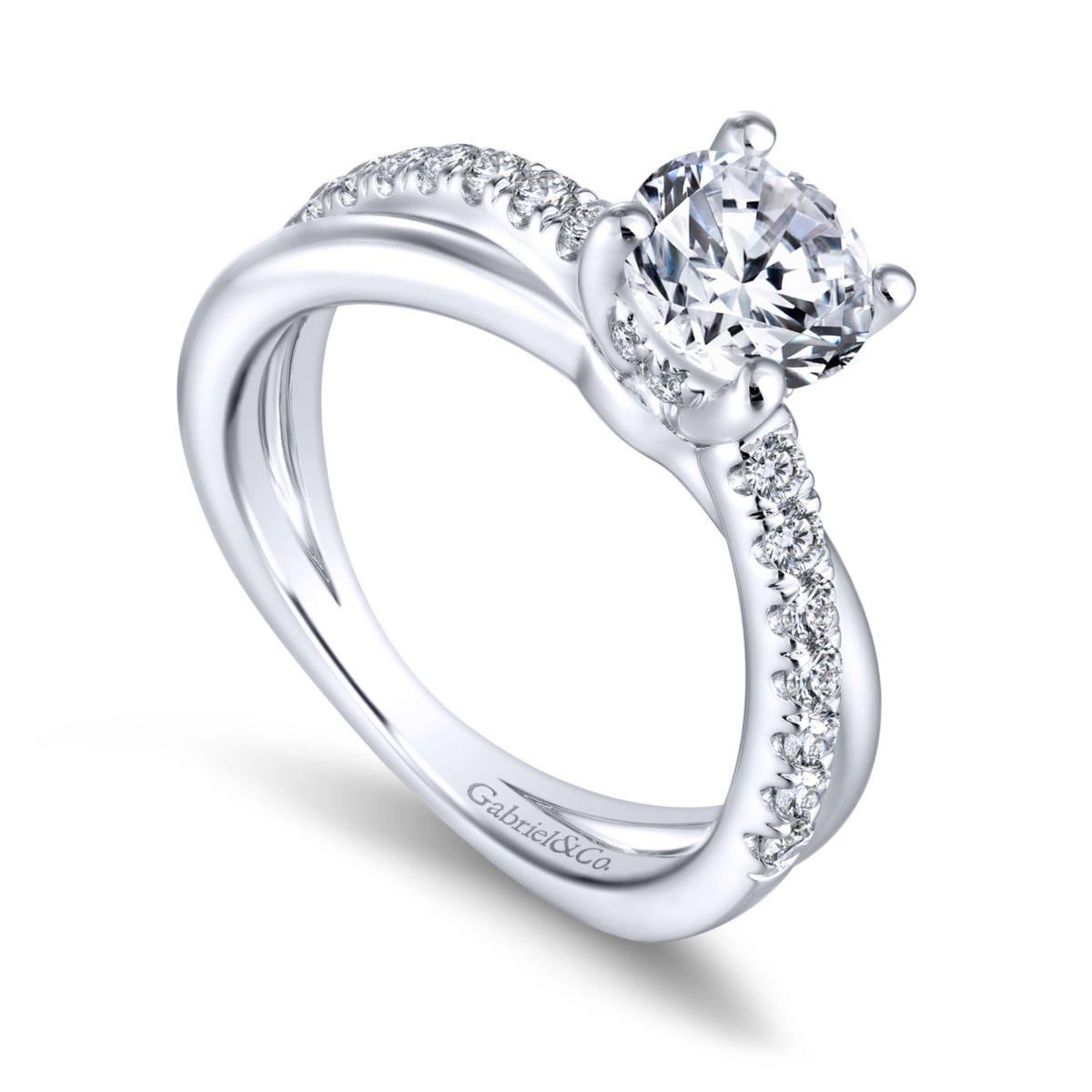 Gabriel & Co. 14k White Gold Contemporary Twisted Engagement Ring