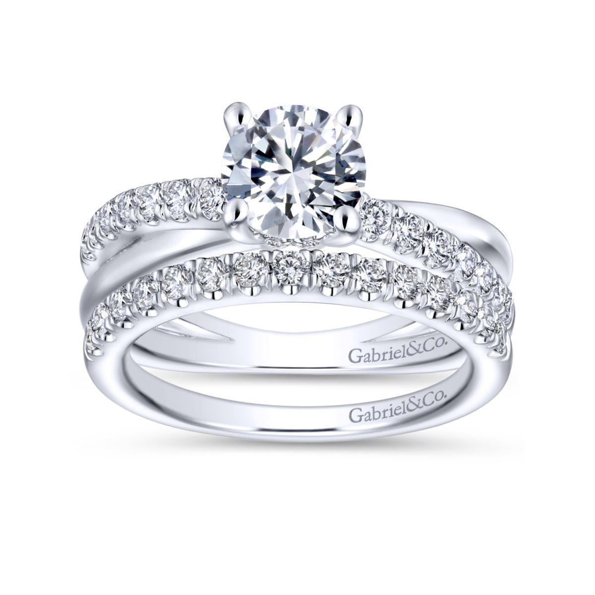 Gabriel & Co. 14k White Gold Contemporary Twisted Engagement Ring