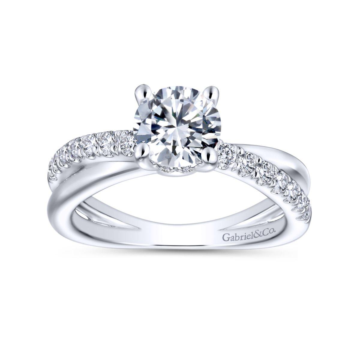 Gabriel & Co. 14k White Gold Contemporary Twisted Engagement Ring