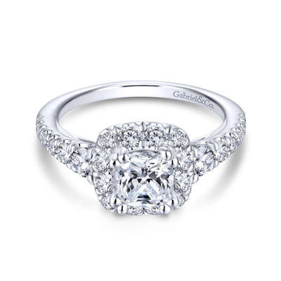 Gabriel & Co. 14k White Gold Contemporary Halo Engagement Ring