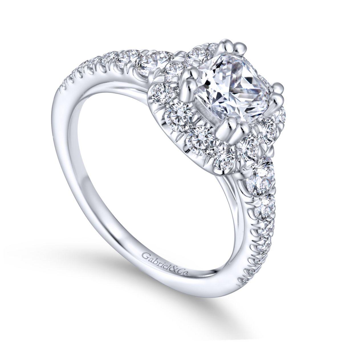 Gabriel & Co. 14k White Gold Contemporary Halo Engagement Ring