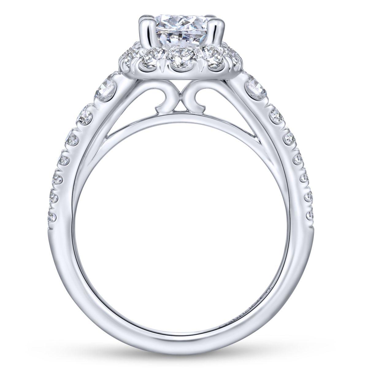 Gabriel & Co. 14k White Gold Contemporary Halo Engagement Ring