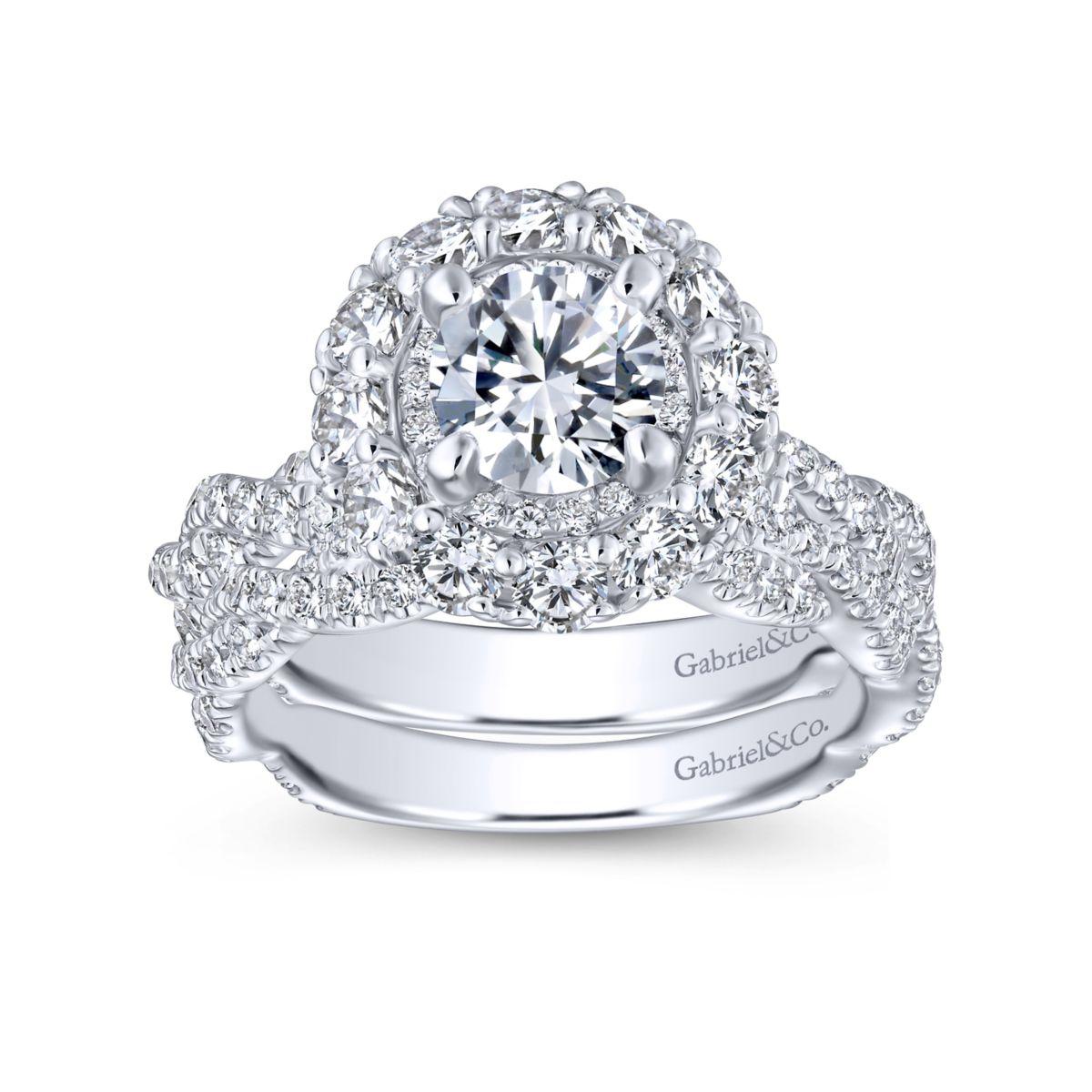 Gabriel & Co. 14k White Gold Embrace Double Halo Engagement Ring